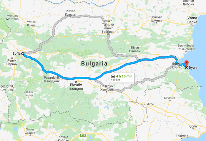 transfer from sofia to dyuni